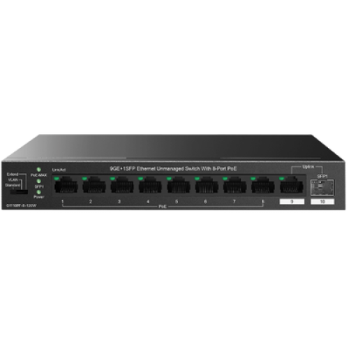 Суич 9GE+1SFP с 8-Port PoE, G1110PF-8-120W