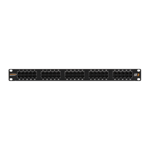 NIKOMAX Телефонен пач панел 50 порта 1U 19” Cat.3, NMC-RP50UC3-1U-BK